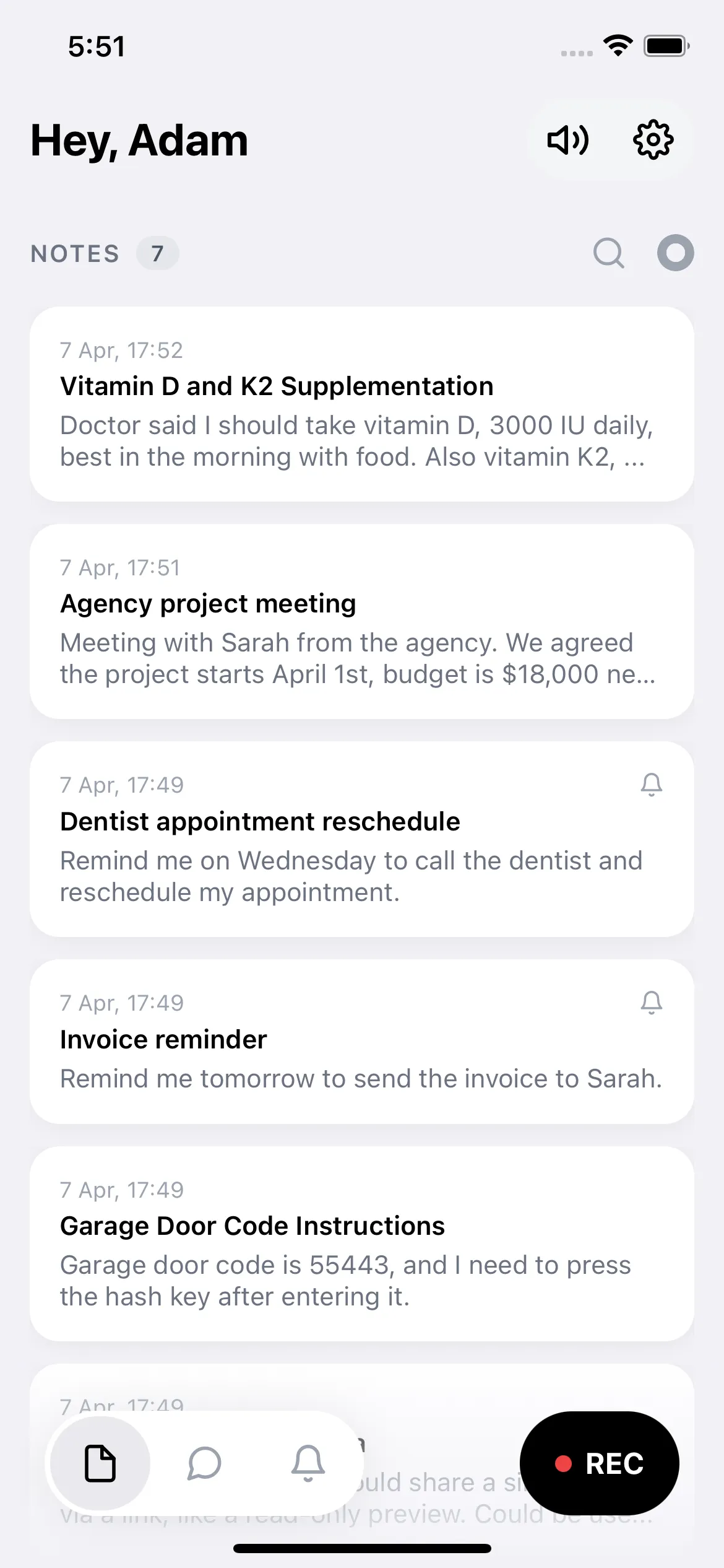 Note automatically saved