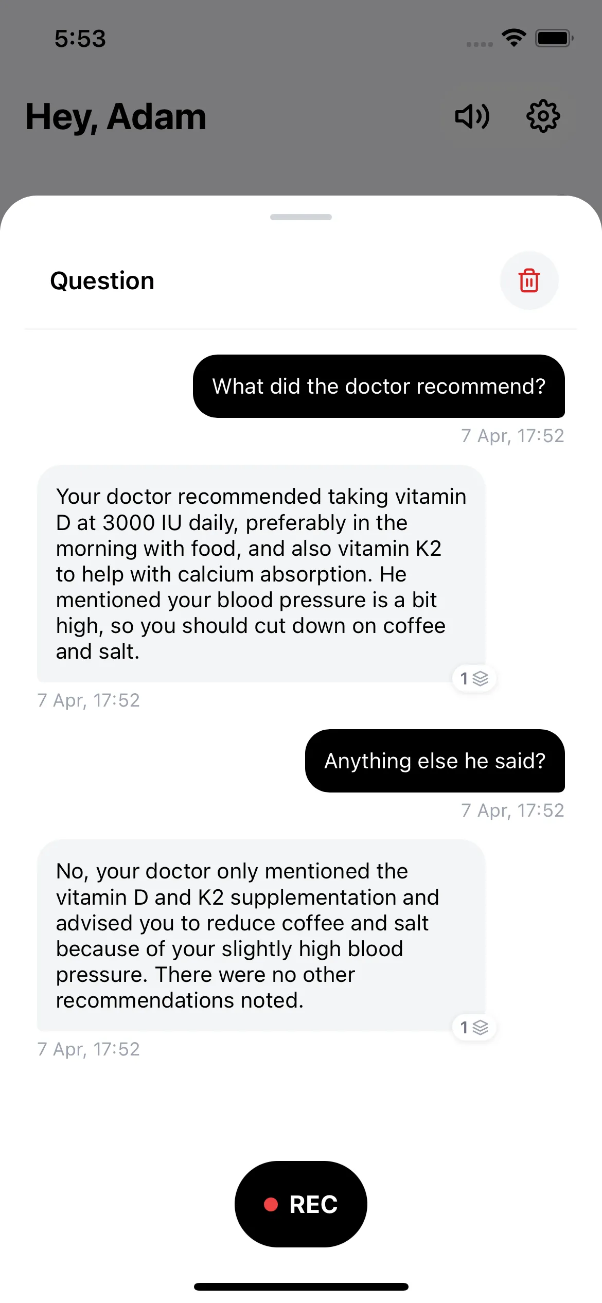 AI search conversation