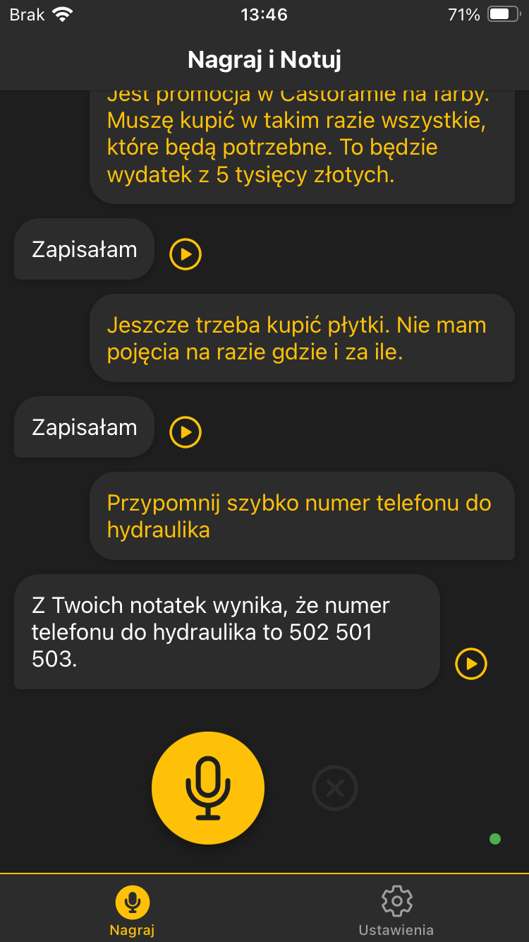 Główny ekran nagrywania